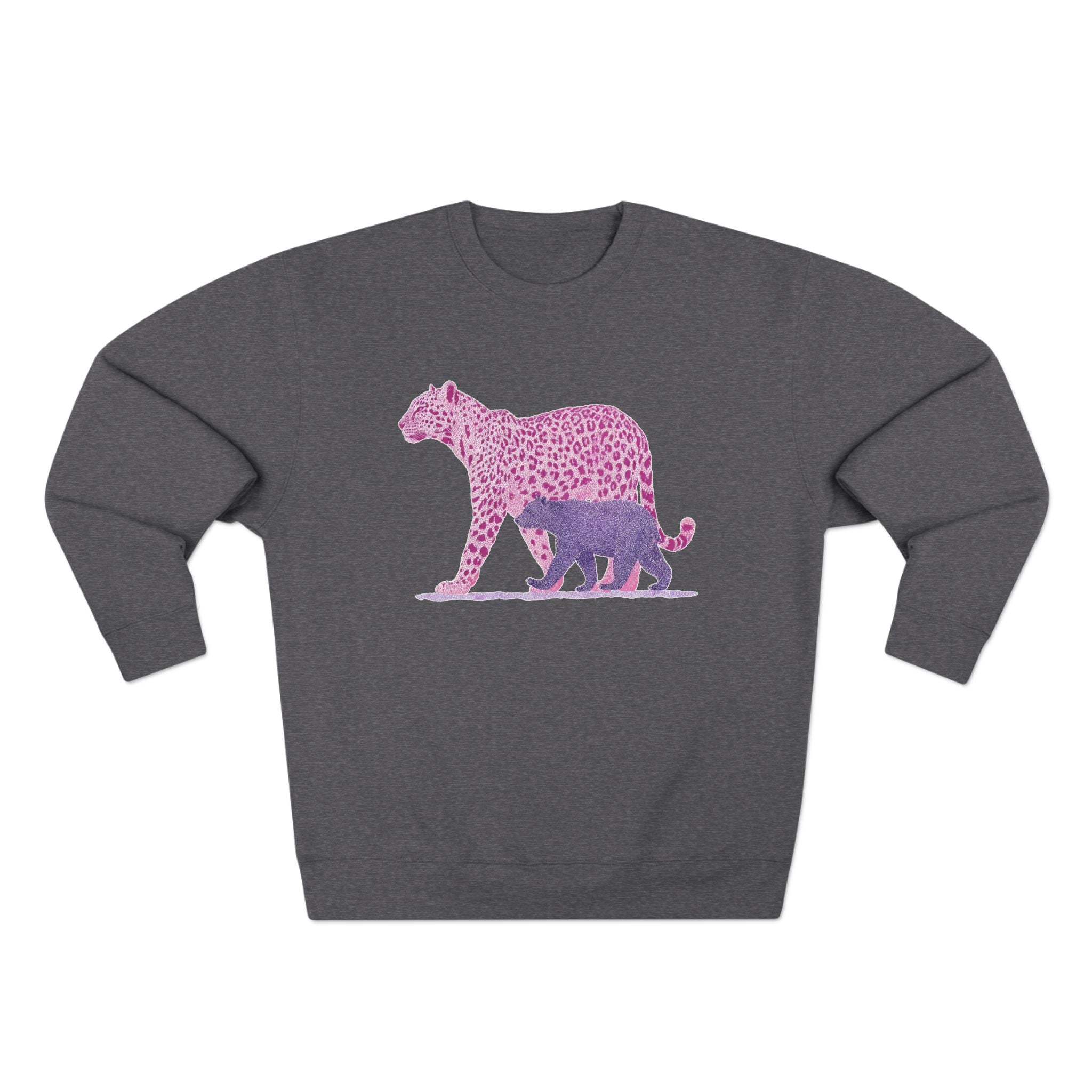 Pink Leopard Unisex Crewneck Sweatshirt, Animal Lover Gift, Eco-Friendly Apparel, Matching Sweatshirts