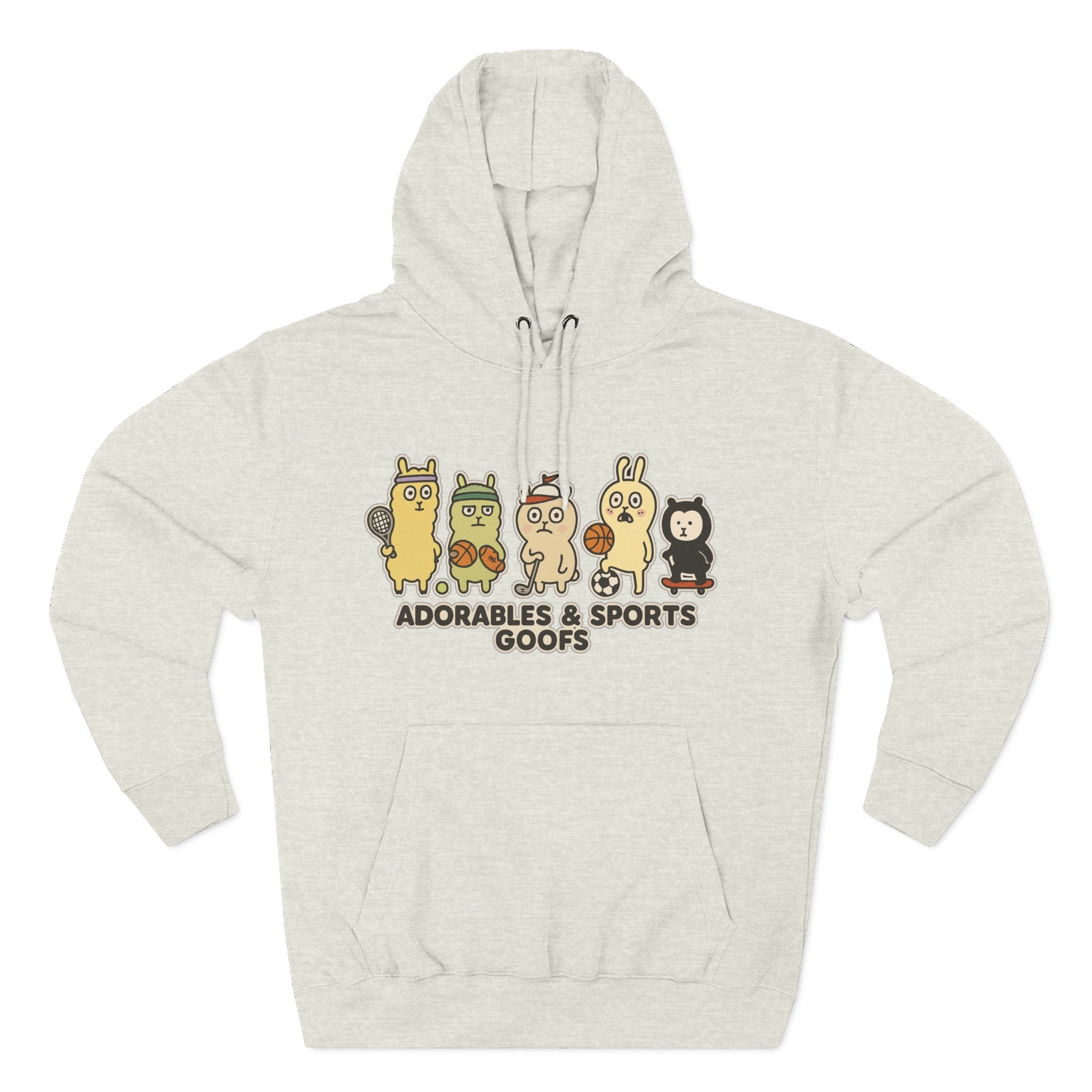 Adorable Characters Fleece Hoodie, Cozy Sweatshirt, Relaxed Apparel, Gift for Friends, Casual Wear, Chill Hoodie