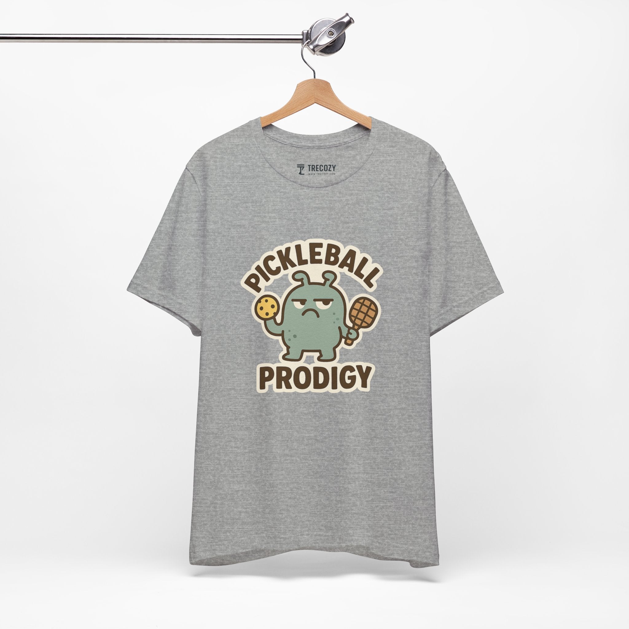 Pickleball Prodigy – Funny Pickleball Monster T-Shirt, Quirky Sports Cartoon Graphic Tee