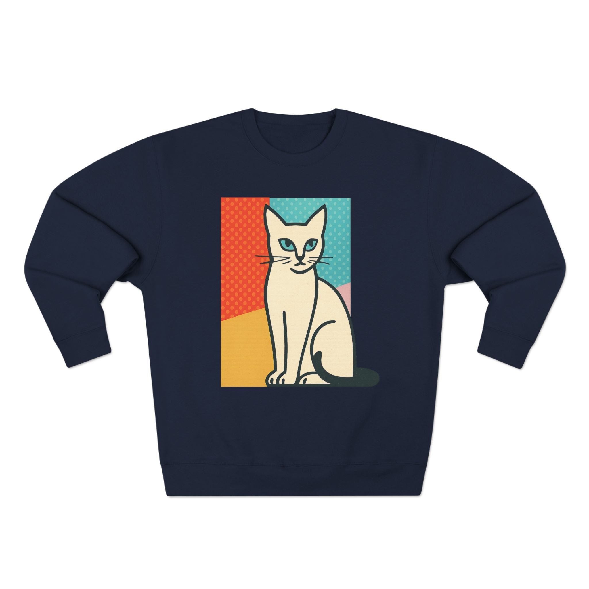 Modern Art Cat Unisex Crewneck Sweatshirt, Cat Lover Gift, Cozy Sweater for Pet Owners, Cute Animal Apparel, Perfect for Birthdays, Holidays