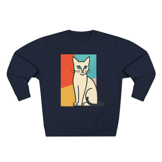 Modern Art Cat Unisex Crewneck Sweatshirt, Cat Lover Gift, Cozy Sweater for Pet Owners, Cute Animal Apparel, Perfect for Birthdays, Holidays