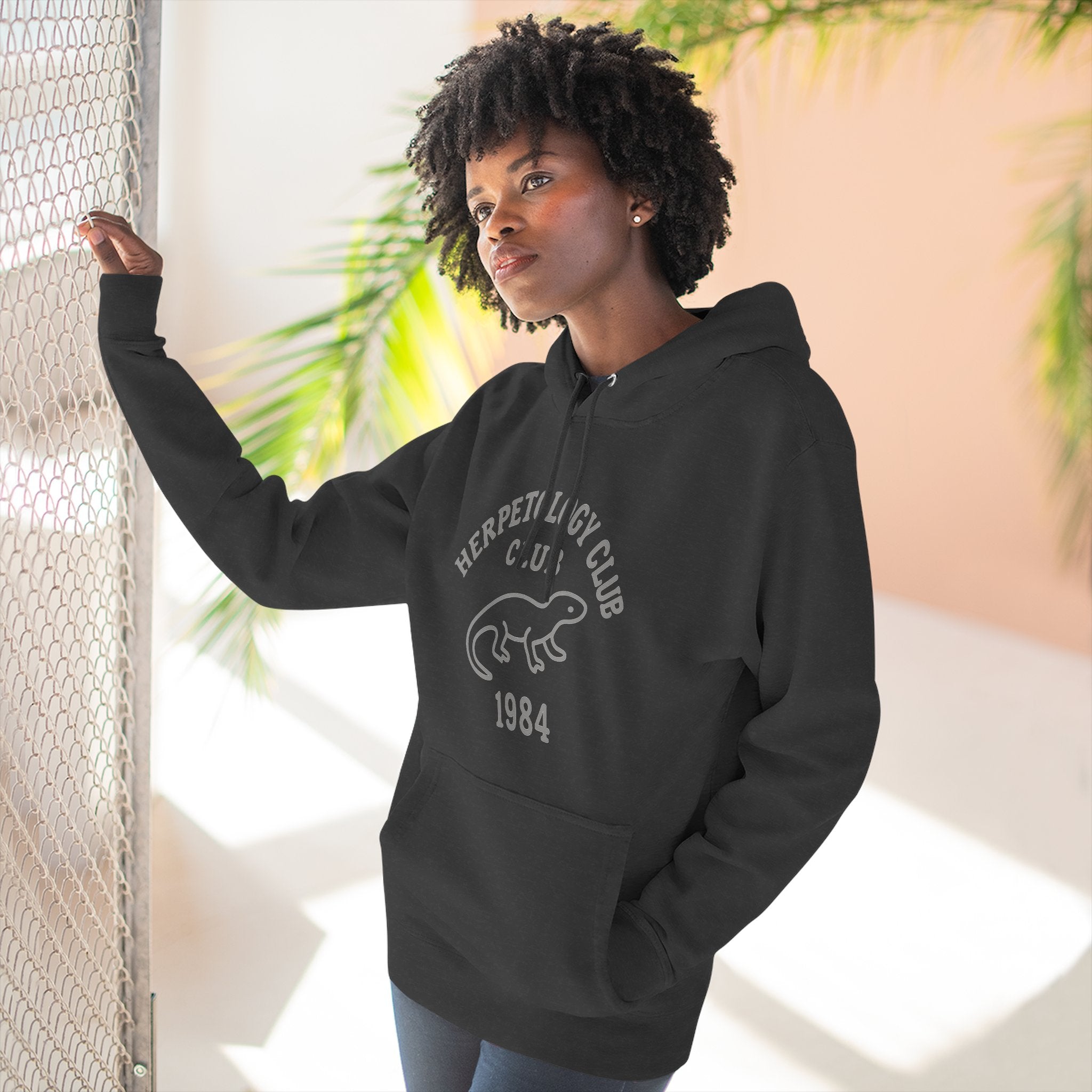 Herpetology Club Fleece Hoodie - Unleash Happiness, Pet Parent Gift, Cozy Sweatshirt, Reptile Lover Wardrobe, Comfortable Hooded Sweatshirt