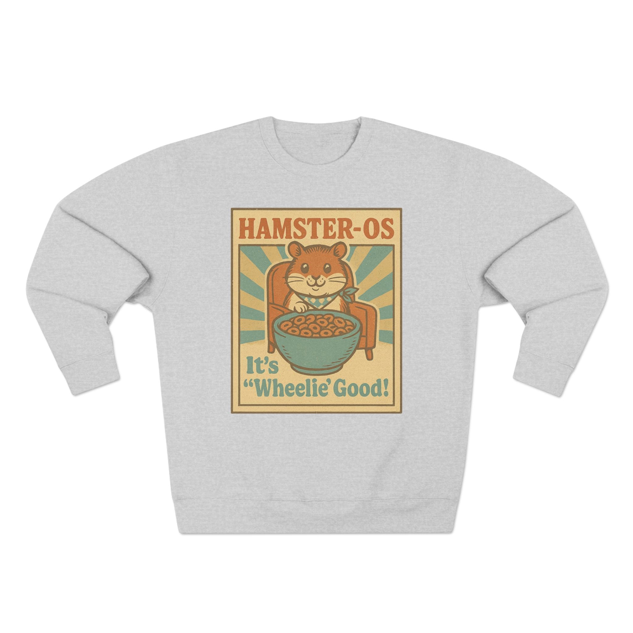 Cute Vintage Hamster Cereal Sweatshirt, Whimsical Crewneck, Unisex Gift, Cute Fall Fashion, Fun Graphic Pullover, Perfect for Animal Lovers