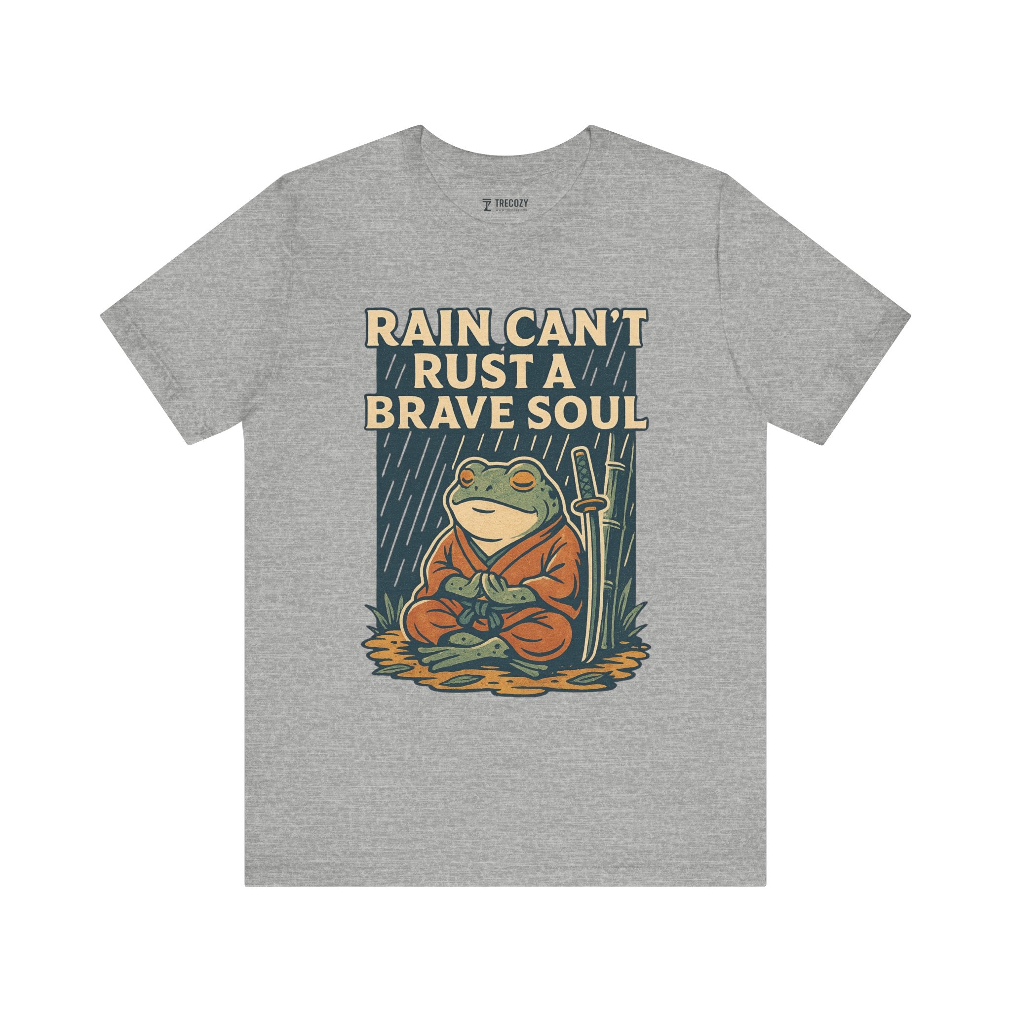 Rain Can’t Rust a Brave Soul – Japanese Ukiyo-e Samurai Frog T-Shirt, Zen Warrior Graphic Tee