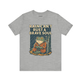 Rain Can’t Rust a Brave Soul – Japanese Ukiyo-e Samurai Frog T-Shirt, Zen Warrior Graphic Tee