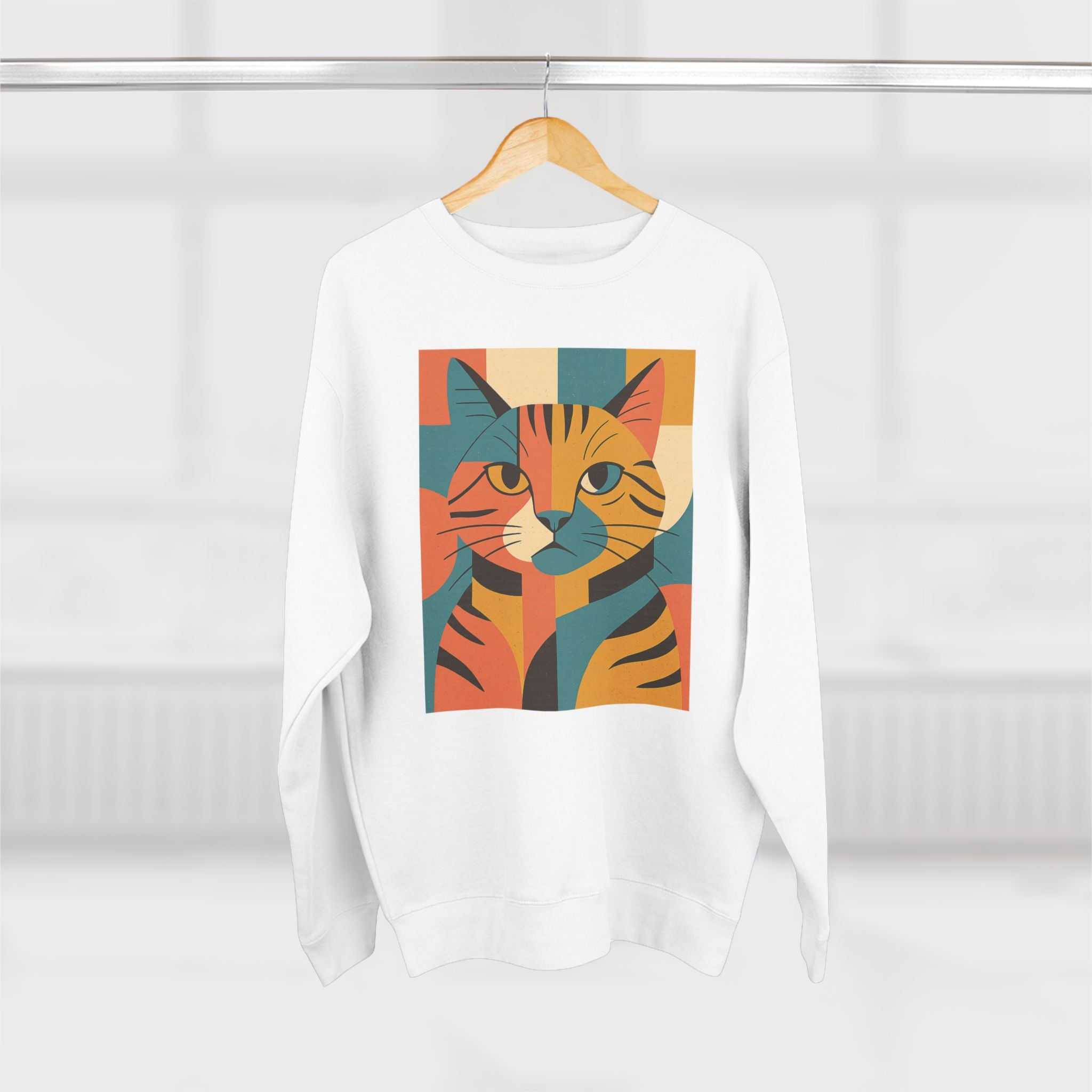 Colorful Cat Unisex Crewneck Sweatshirt, Cat Lover Gift, Cozy Sweater for Pet Owners, Cute Animal Apparel, Perfect for Birthdays, Holidays