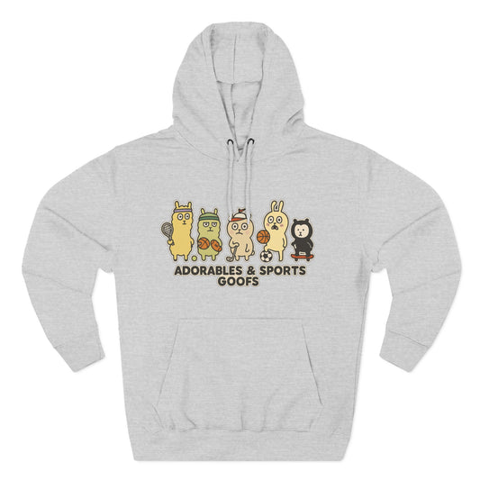 Adorable Characters Fleece Hoodie, Cozy Sweatshirt, Relaxed Apparel, Gift for Friends, Casual Wear, Chill Hoodie