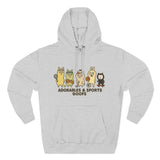 Adorable Characters Fleece Hoodie, Cozy Sweatshirt, Relaxed Apparel, Gift for Friends, Casual Wear, Chill Hoodie