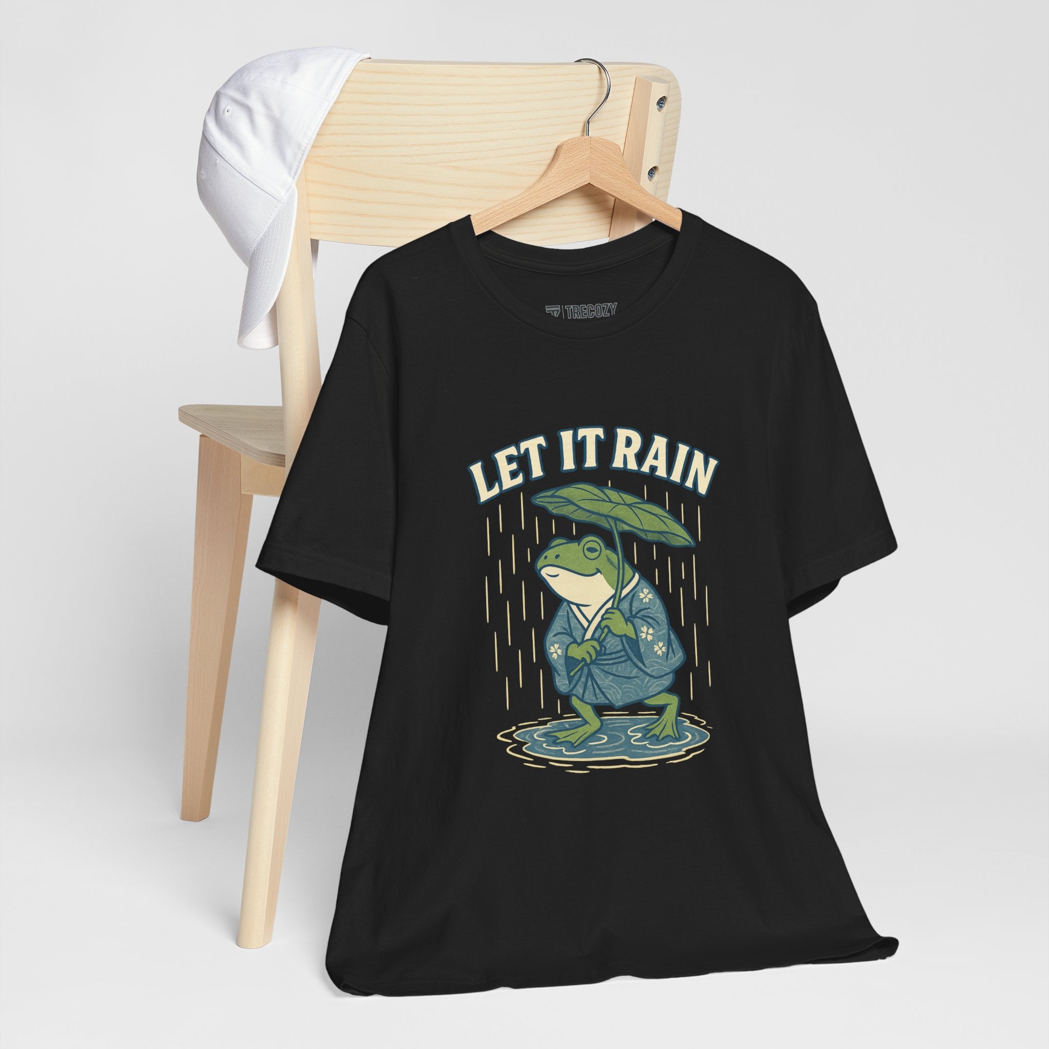 Ukyo-e Double Frog Tee - Let It Rain Happy, Ukyo-e Cozy TShirt, Gift, Trending Cute Animal Top, Cute Frog Tshirt