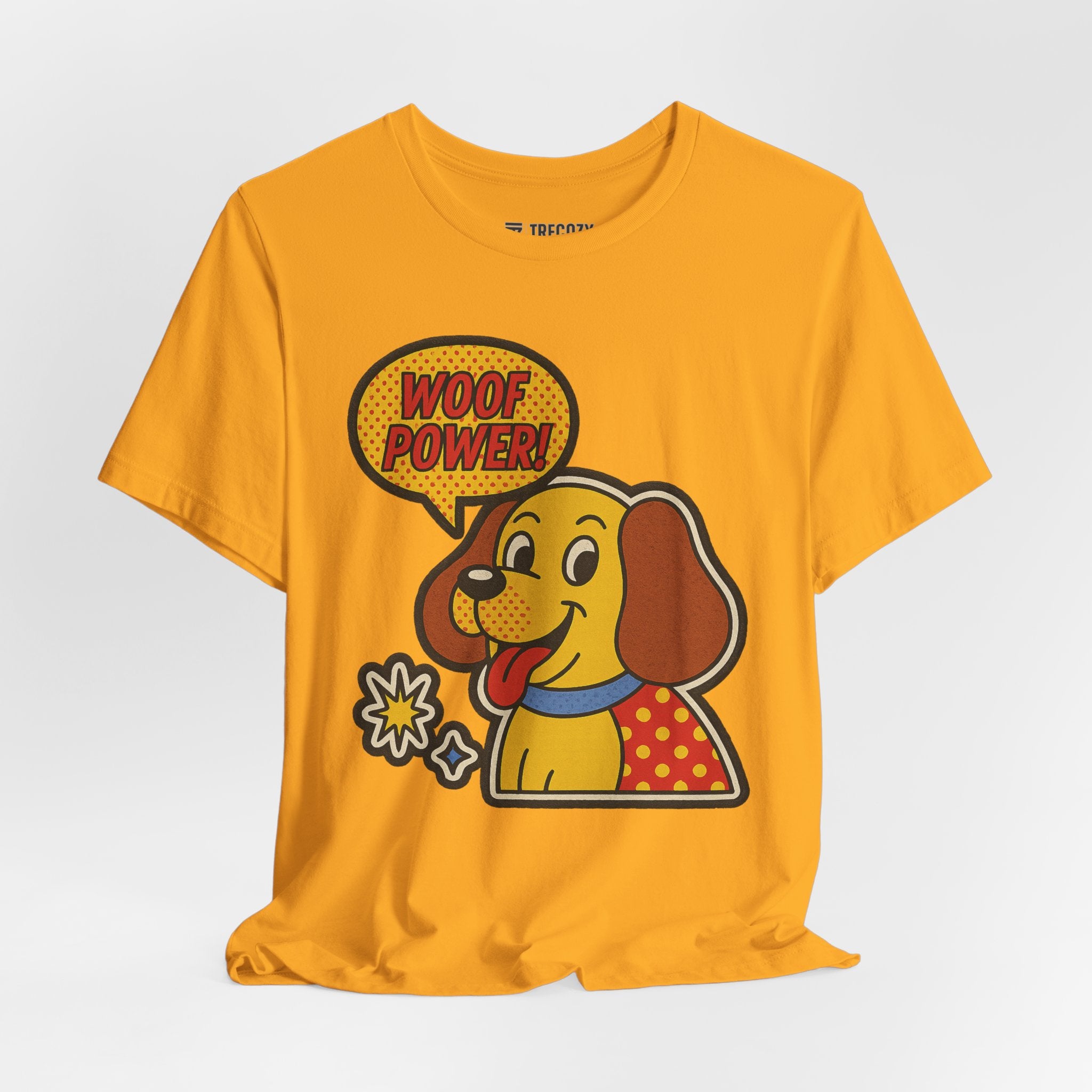 Woof Power Unisex Tee, Dog Lover Shirt, Fun Graphic Tee, Pet Owner Gift, Cartoon Dog T-Shirt, Animal Lover Apparel