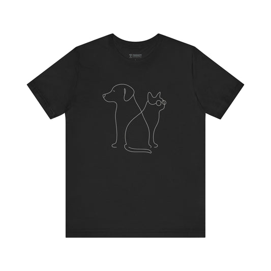 Cute Pet Outline Unisex Tee, Dog Lover Gift, Cat Mom Shirt, Animal Lover Apparel, Everyday Casual Wear, Animal Adoption Awareness