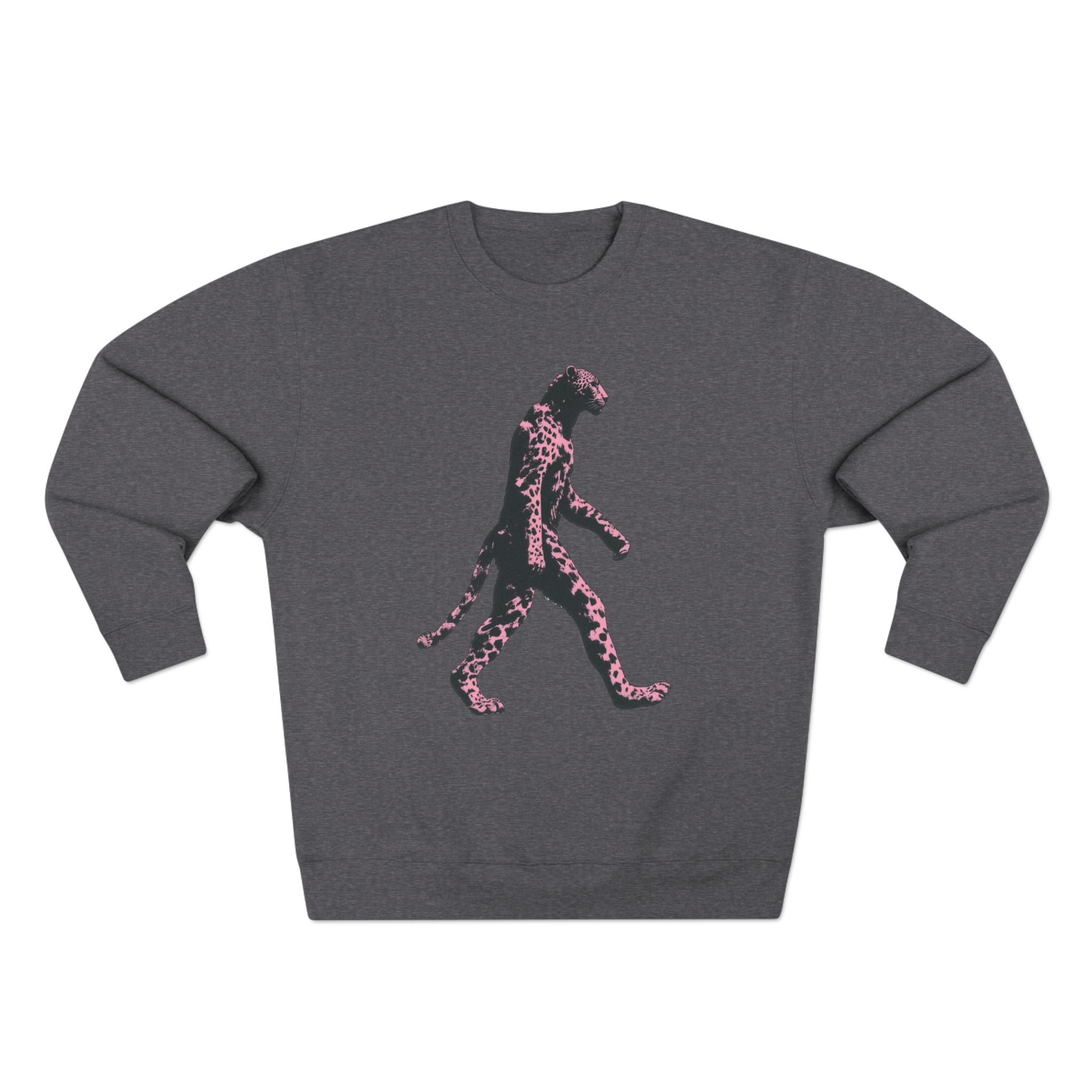 Pink Leopard Crewneck Sweatshirt, Cozy Sweatshirt, Nature Lover Gift, Animal Sweatshirt, Casual Wear, Unisex Fashion