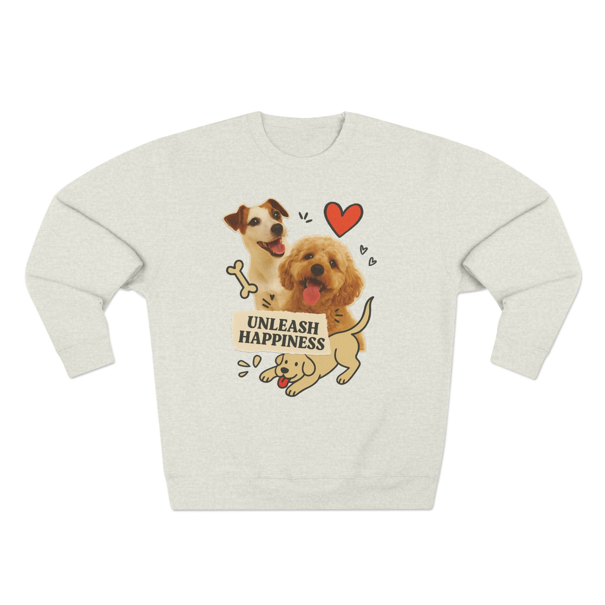 Unleash Happiness Dog Sweatshirt, Funny Pet Lover Gift, Cute Unisex Crewneck, Animal Lover Apparel, Cozy Gift for Dog Owners