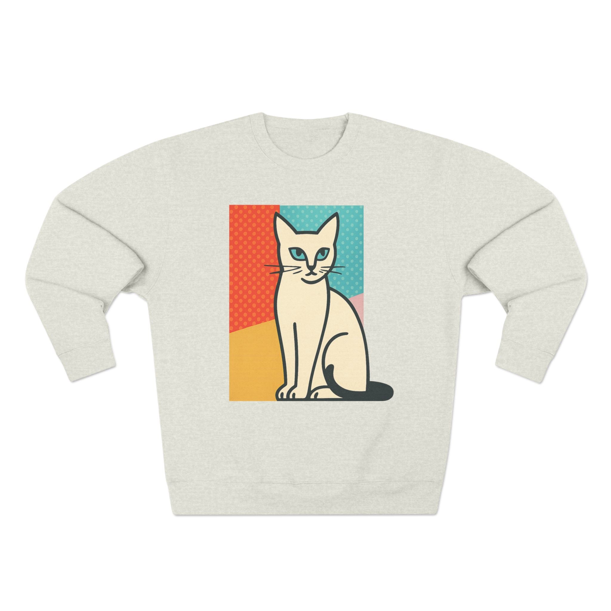 Modern Art Cat Unisex Crewneck Sweatshirt, Cat Lover Gift, Cozy Sweater for Pet Owners, Cute Animal Apparel, Perfect for Birthdays, Holidays