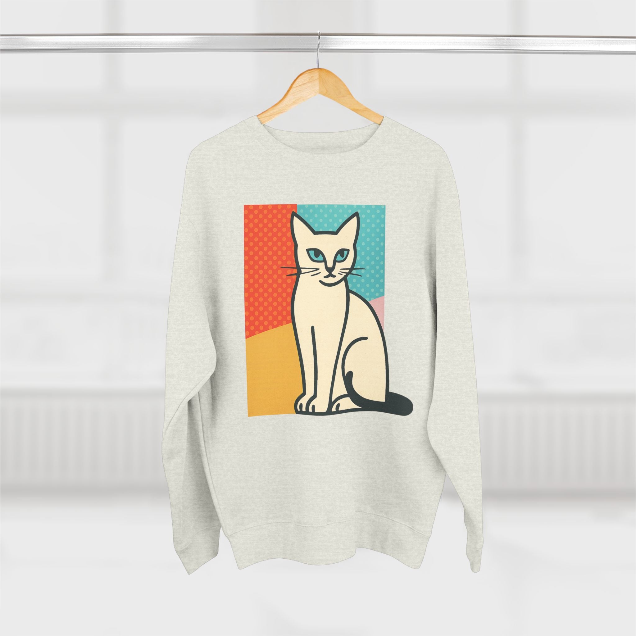 Modern Art Cat Unisex Crewneck Sweatshirt, Cat Lover Gift, Cozy Sweater for Pet Owners, Cute Animal Apparel, Perfect for Birthdays, Holidays