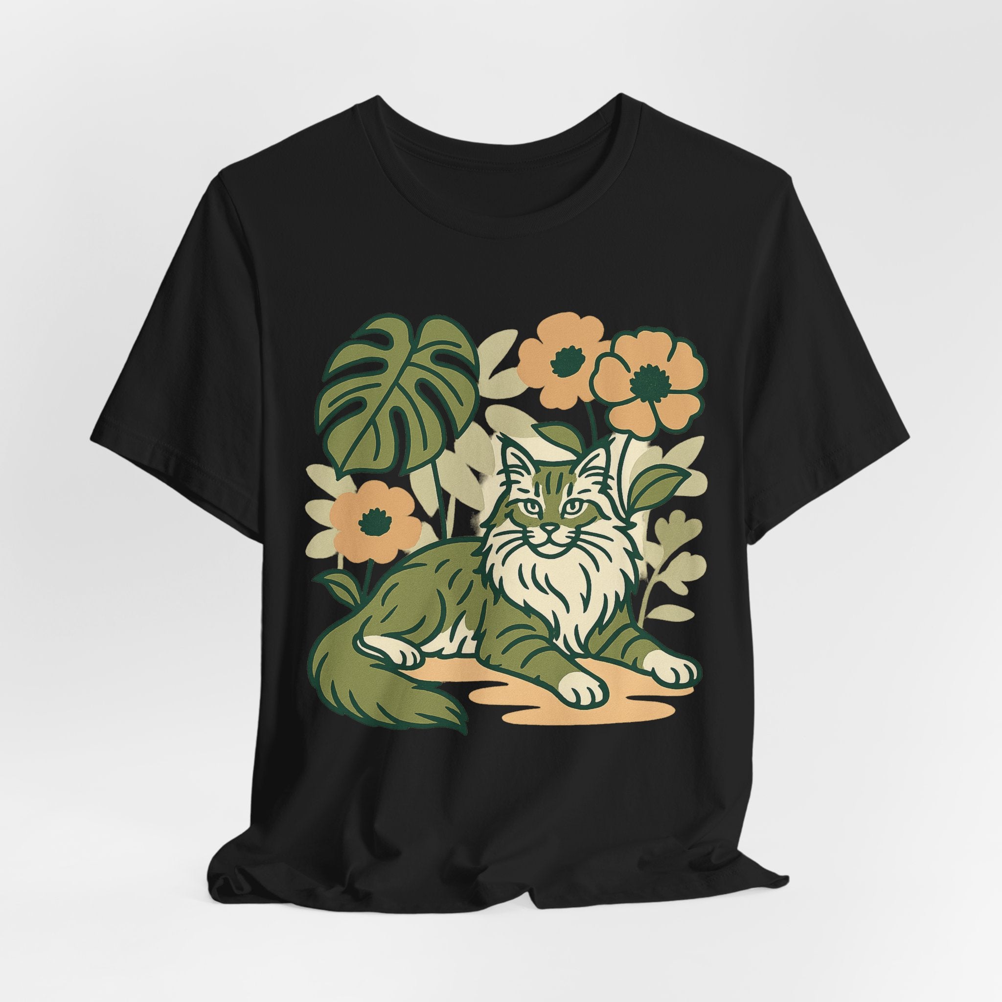 Cat with Plants Tee, Unisex Graphic Shirt, Pawsome Travel Shirt, Pet Lover Gift, Outdoor Adventure Apparel