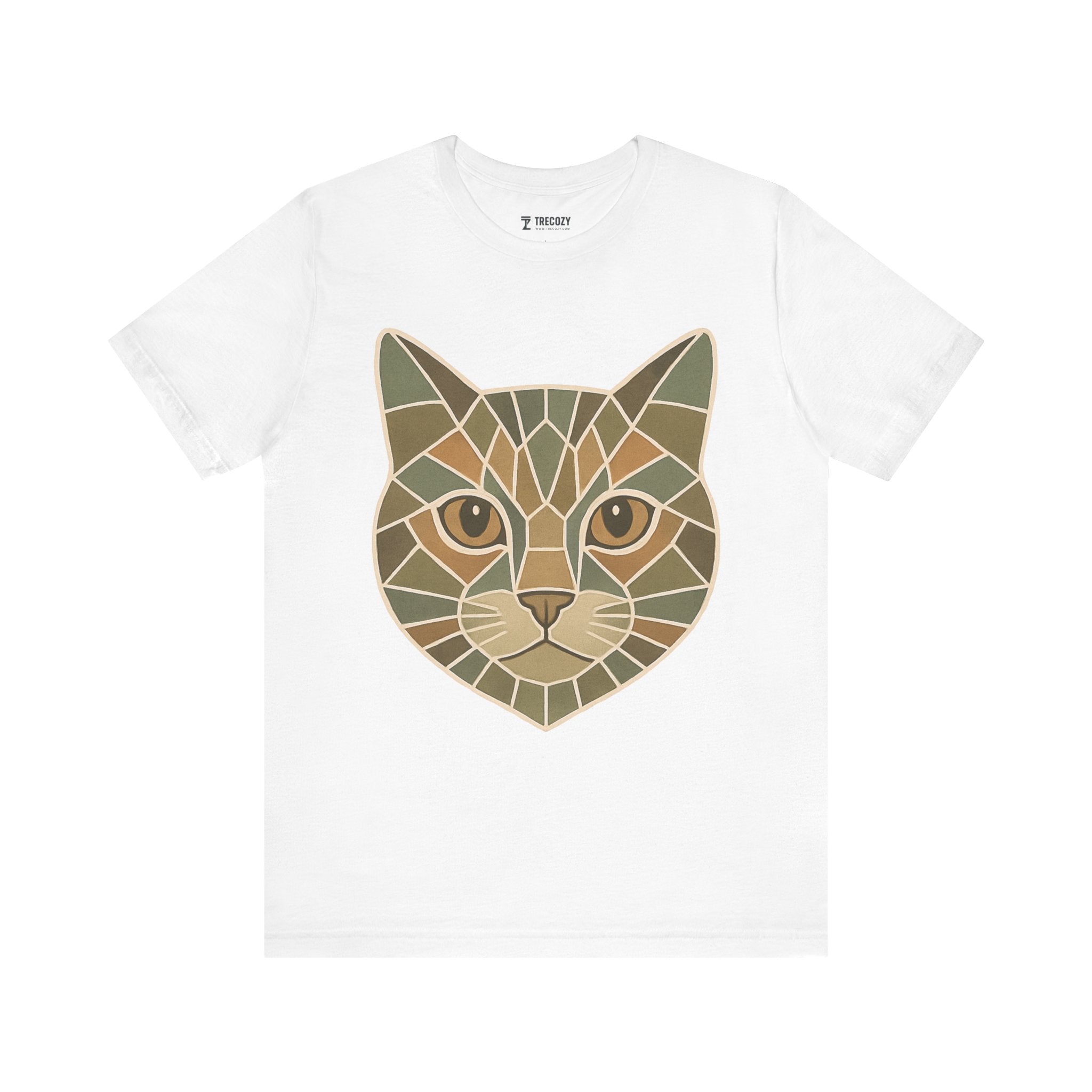 Geometric Cat Tee, Cozy TShirt, Gift for Pet Owners, Trending Cute Animal Top, Cute Cat Tshirt