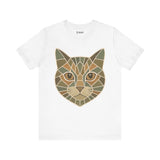 Geometric Cat Tee, Cozy TShirt, Gift for Pet Owners, Trending Cute Animal Top, Cute Cat Tshirt
