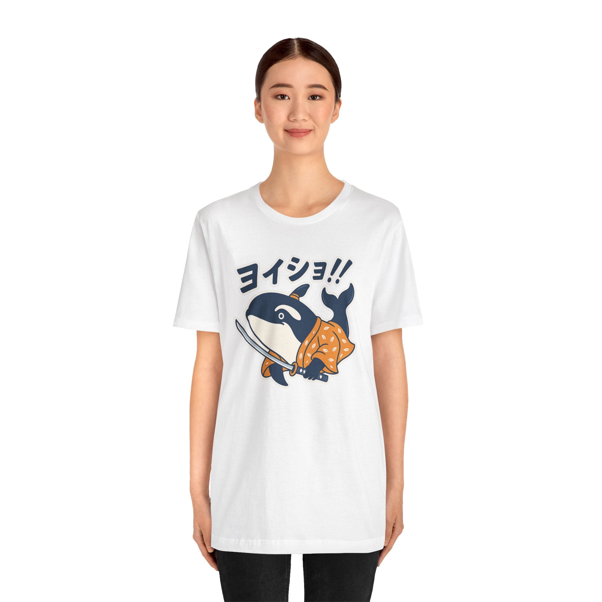 Orca Katana Shirt, Funny Animal Lover Tee, Cozy Gift for Samurai Lover, Kawaii Orca Whale Graphic Tee