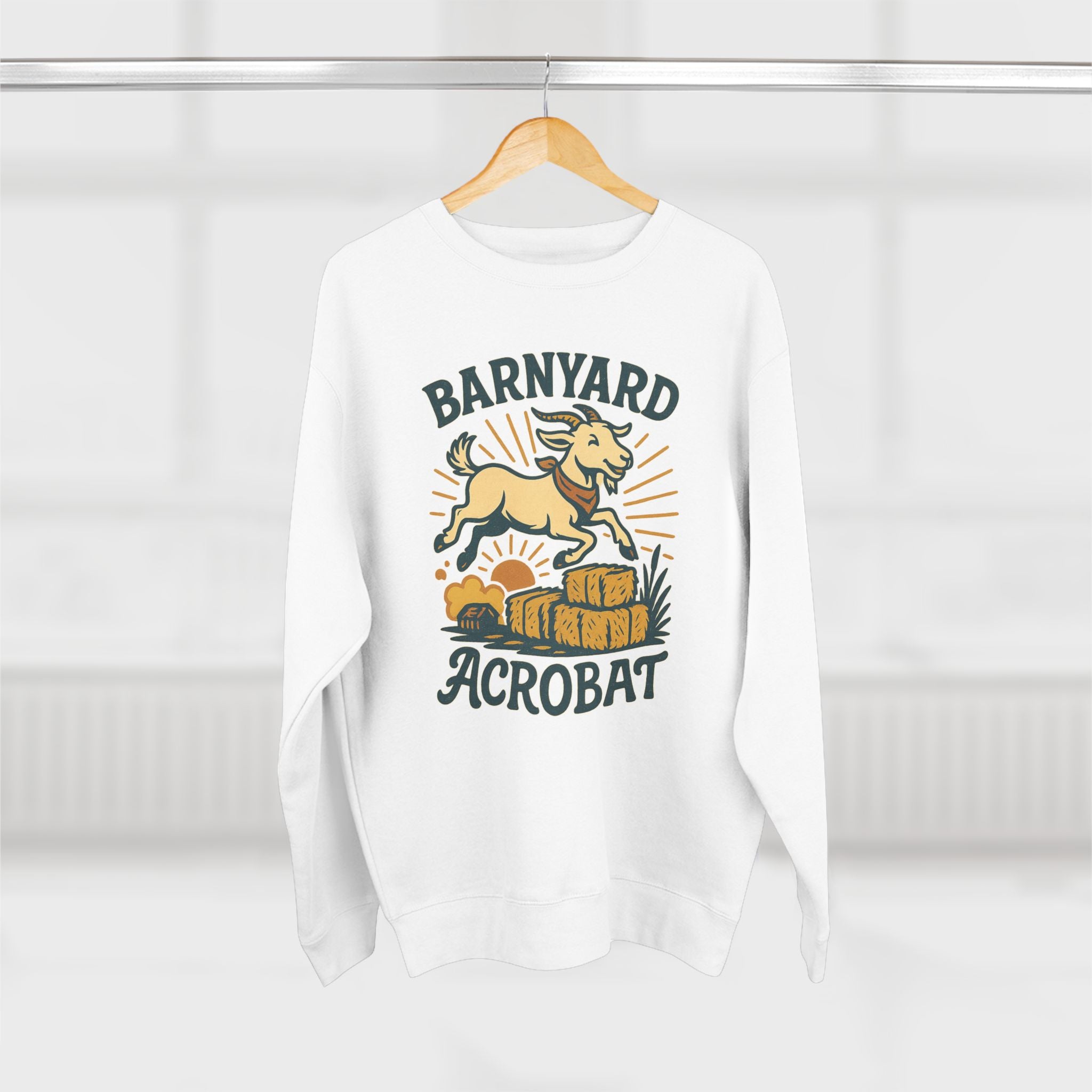 Barn Yard Acrobat GOAT Unisex Crewneck Sweatshirt | Cozy Fall Fashion, Gift for Nature Lovers, Perfect for Outdoors & Running, Seasonal Apparel