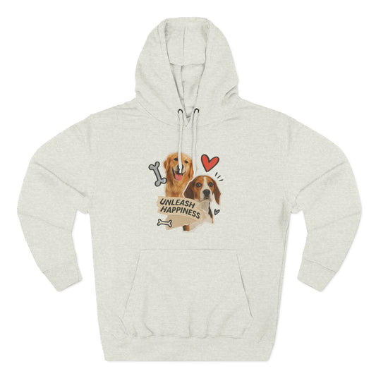 Dog Lover's Fleece Hoodie - Unleash Happiness, Pet Parent Gift, Cozy Dog Sweatshirt, Animal Lover Wardrobe, Comfortable Hooded Sweatshirt