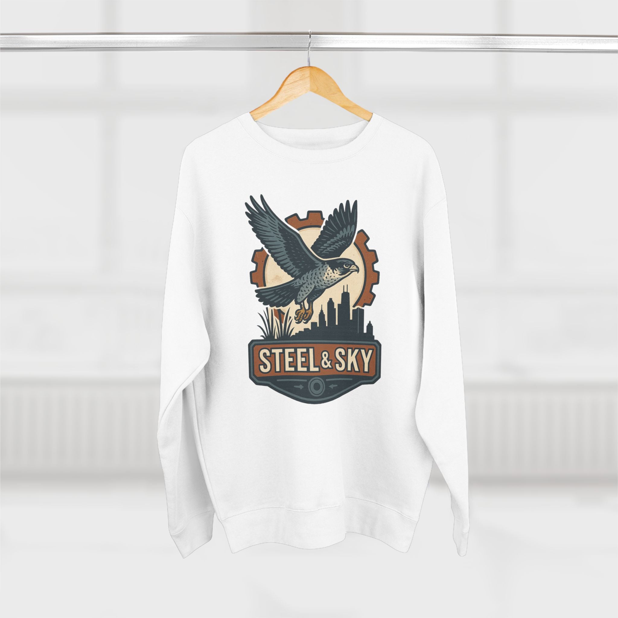Steel And Sky Unisex Crewneck Sweatshirt - Cozy Fall Wear, Nature Lover Gift, Perfect for Halloween, Casual Comfy Style