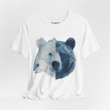 Bear & Fish Duality – Artistic Wildlife Fusion T-Shirt, Nature-Inspired Graphic Tee