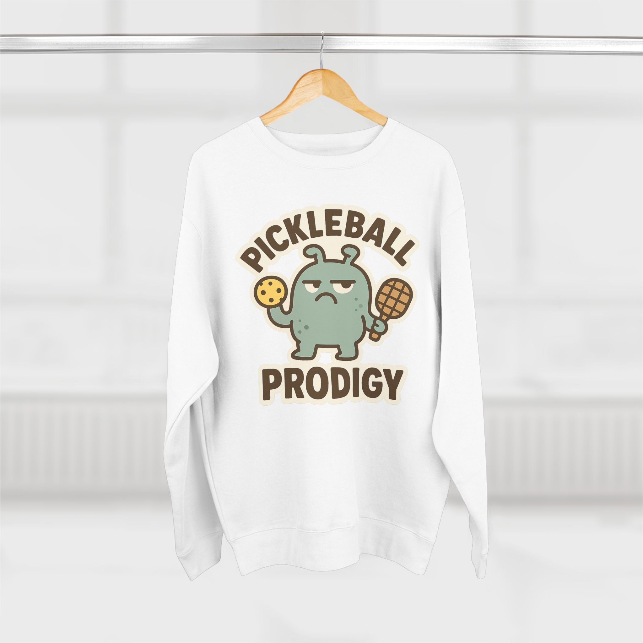 Pickleball Prodigy Unisex Crewneck Sweatshirt, Funny Pickleball Gift for Players, Sports Sweatshirt for Kids and Adults