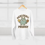 Pickleball Prodigy Unisex Crewneck Sweatshirt, Funny Pickleball Gift for Players, Sports Sweatshirt for Kids and Adults