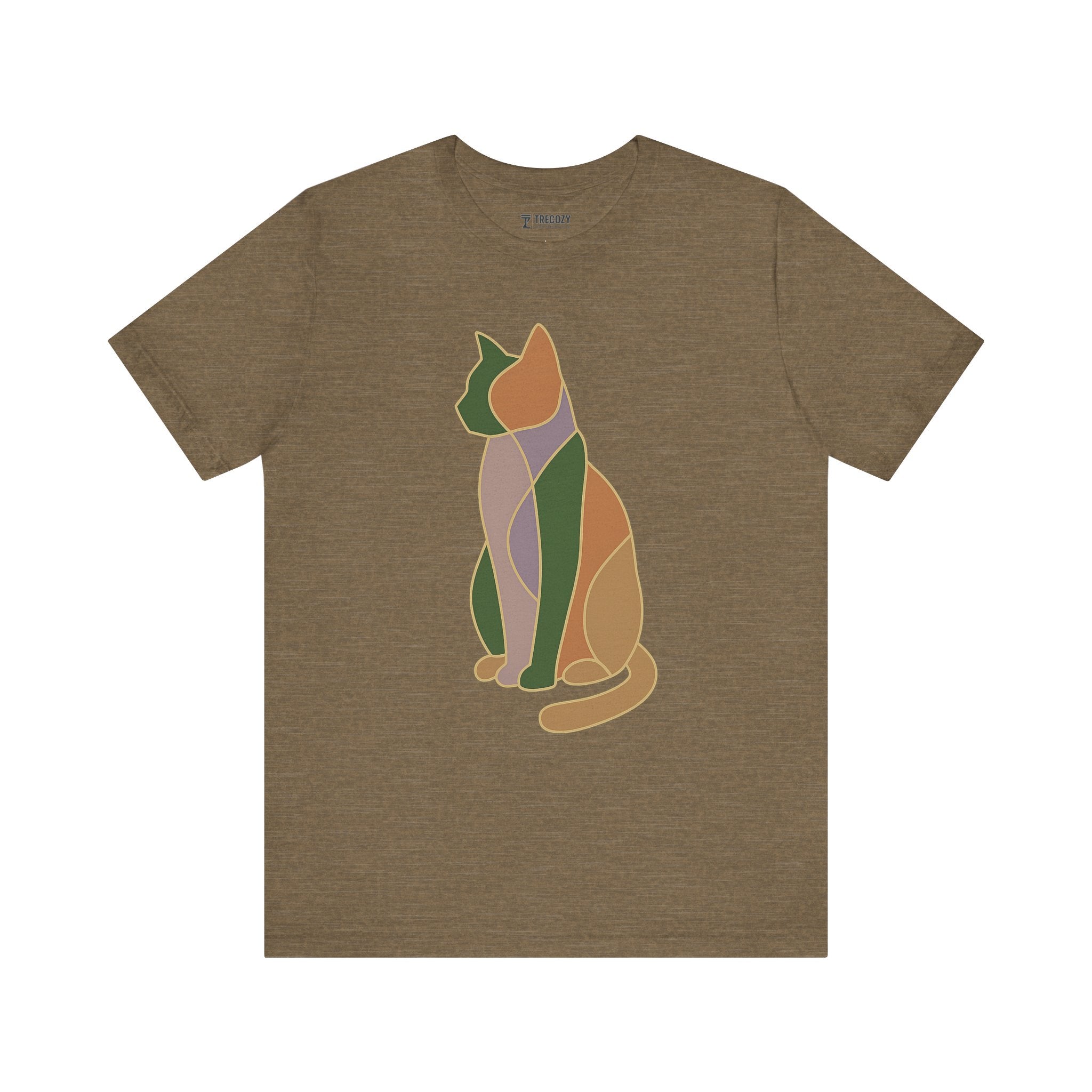 Colorful Geometric Cat Tee, Cozy Cat Lover Shirt, Gift for Pet Owners, Trending Cute Animal Top, Cute Cat Tee