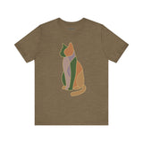 Colorful Geometric Cat Tee, Cozy Cat Lover Shirt, Gift for Pet Owners, Trending Cute Animal Top, Cute Cat Tee