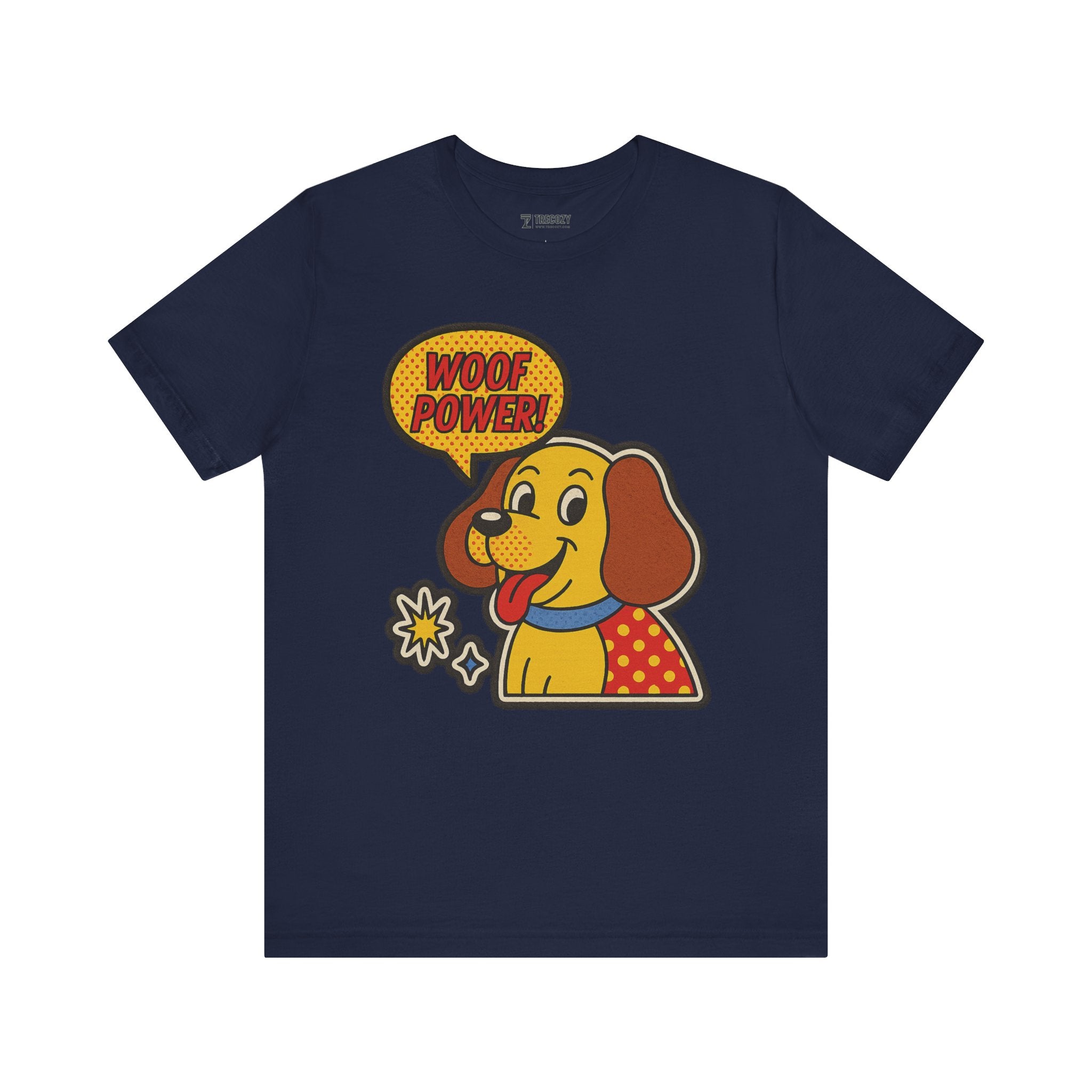 Woof Power Unisex Tee, Dog Lover Shirt, Fun Graphic Tee, Pet Owner Gift, Cartoon Dog T-Shirt, Animal Lover Apparel