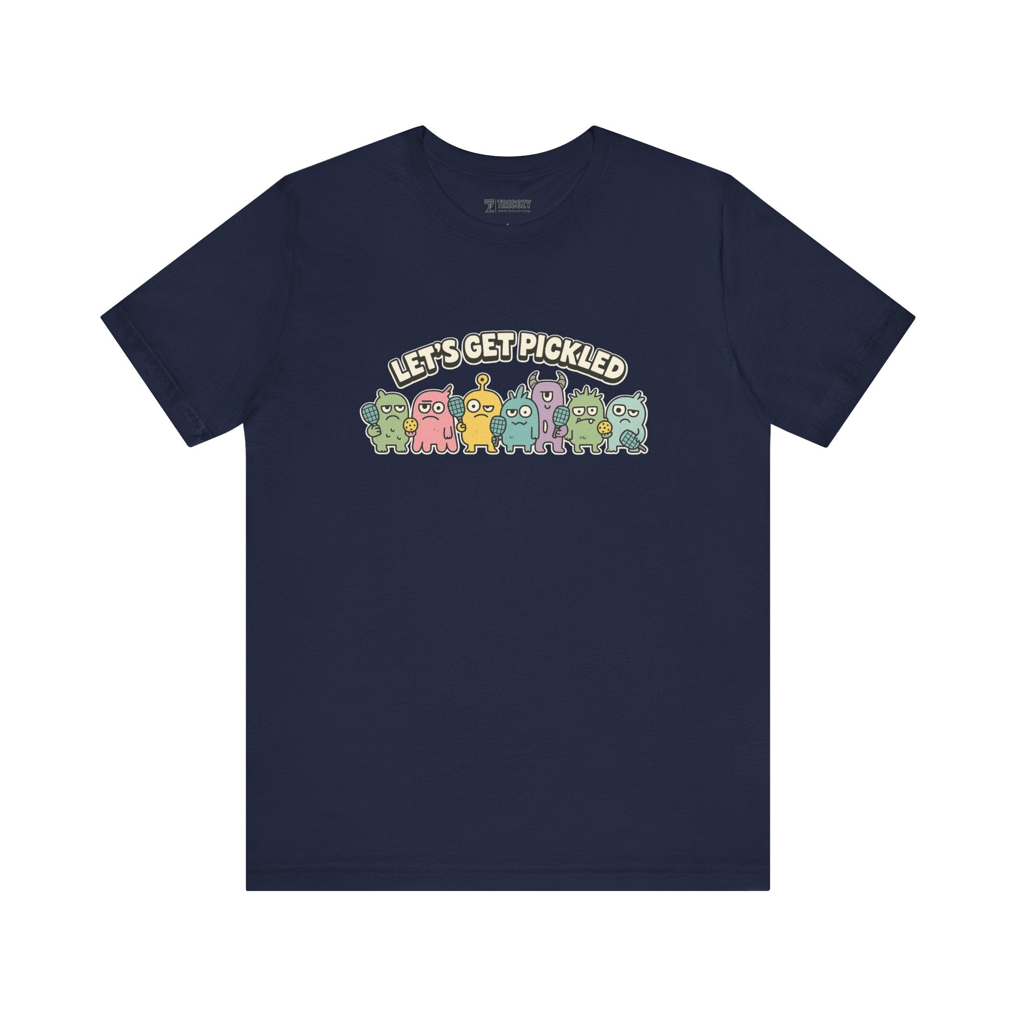 Let’s Get Pickled – Funny Pickleball Monster T-Shirt, Quirky Cartoon Sports Graphic Tee