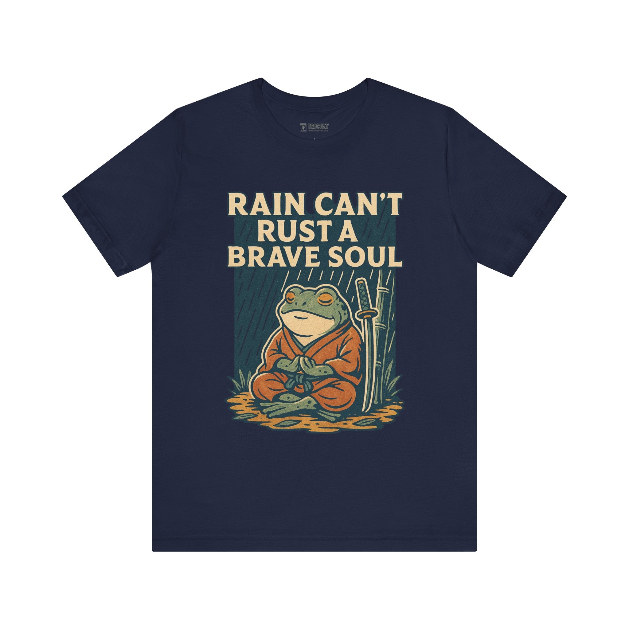 Rain Can’t Rust a Brave Soul – Japanese Ukiyo-e Samurai Frog T-Shirt, Zen Warrior Graphic Tee