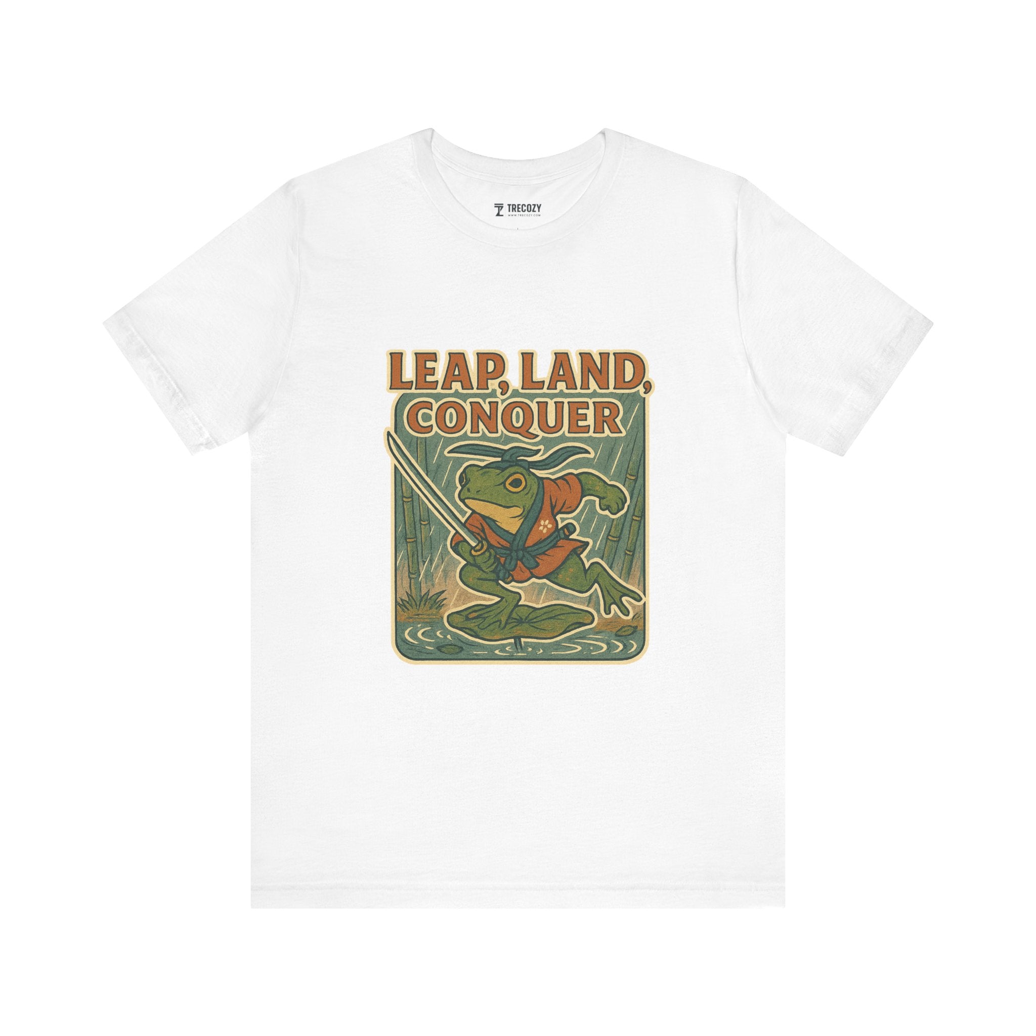 Leap, Land, Conquer – Japanese Ukiyo-e Warrior Frog T-Shirt, Funny Graphic Art Tee