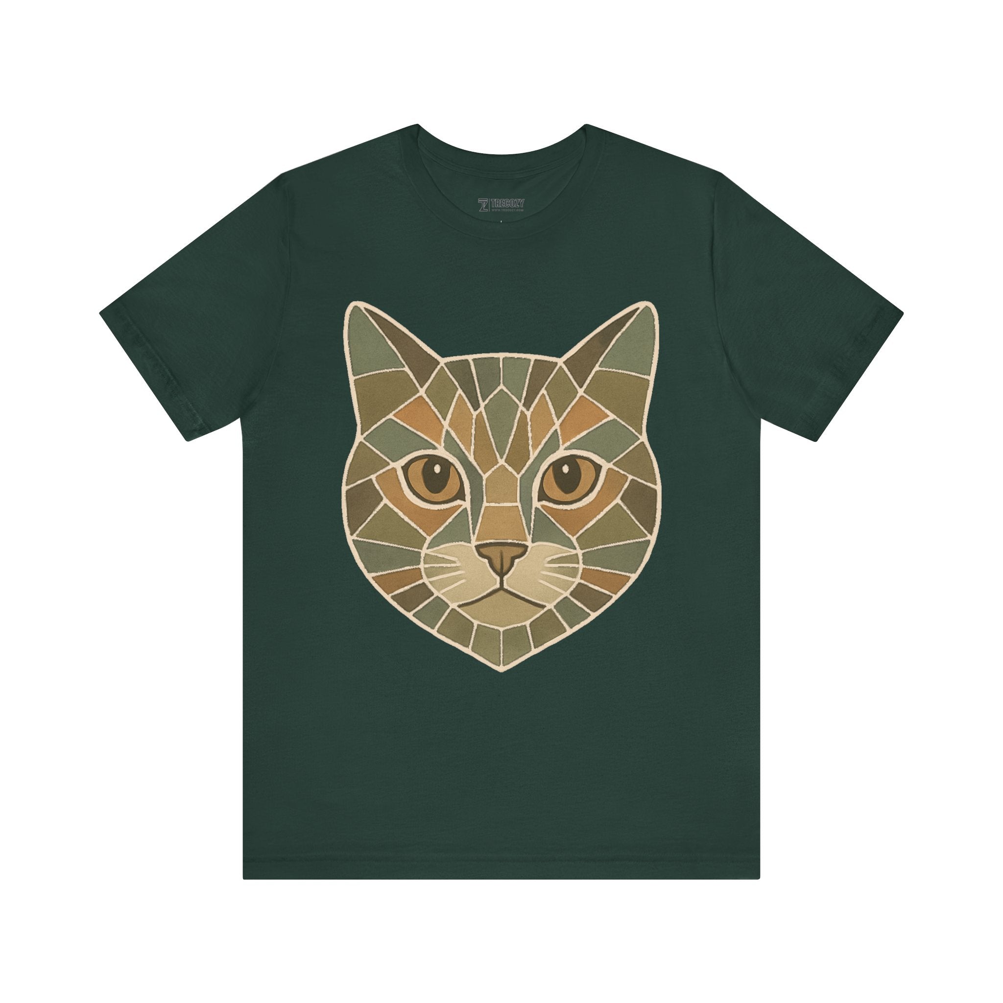 Geometric Cat Tee, Cozy TShirt, Gift for Pet Owners, Trending Cute Animal Top, Cute Cat Tshirt