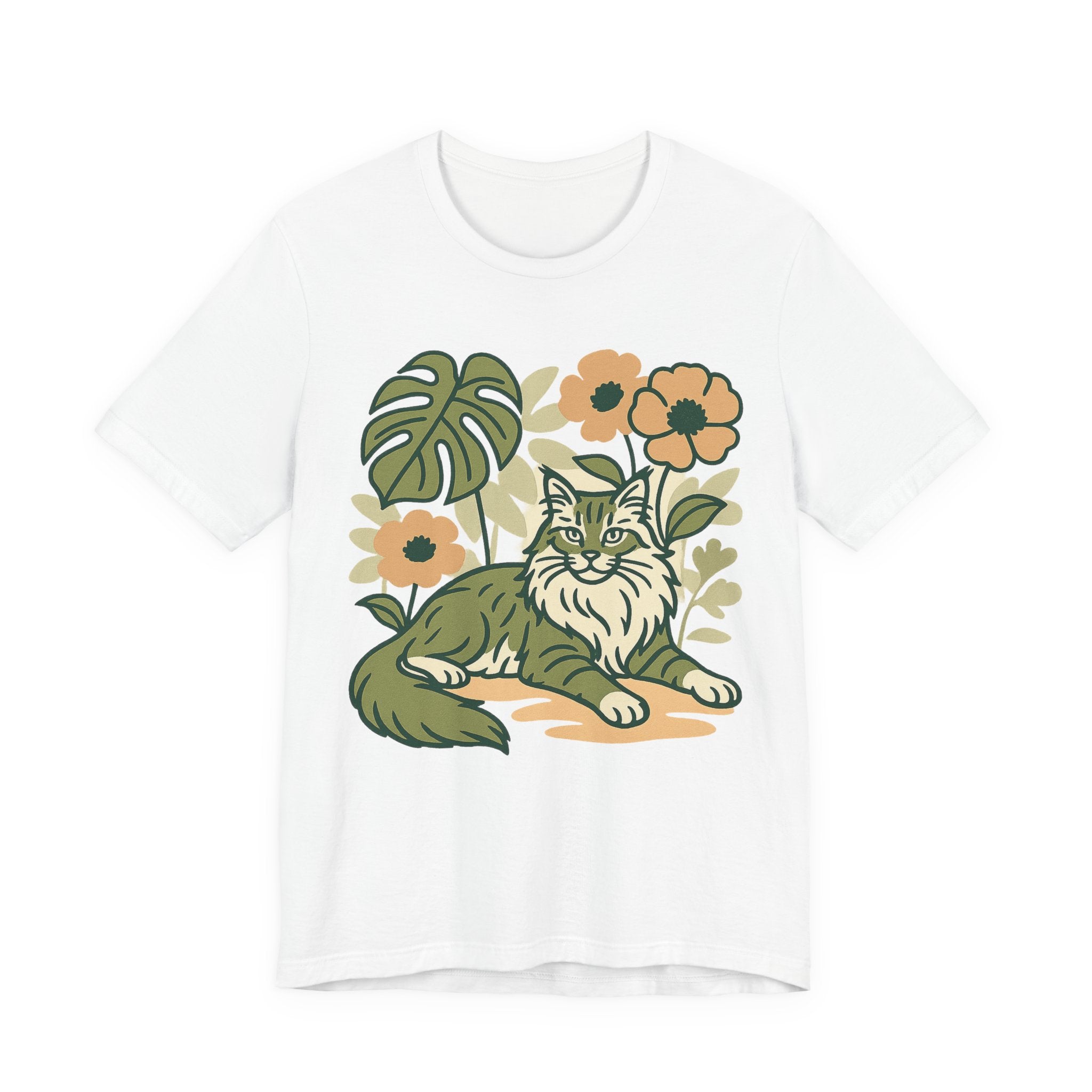 Cat with Plants Tee, Unisex Graphic Shirt, Pawsome Travel Shirt, Pet Lover Gift, Outdoor Adventure Apparel