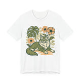 Cat with Plants Tee, Unisex Graphic Shirt, Pawsome Travel Shirt, Pet Lover Gift, Outdoor Adventure Apparel