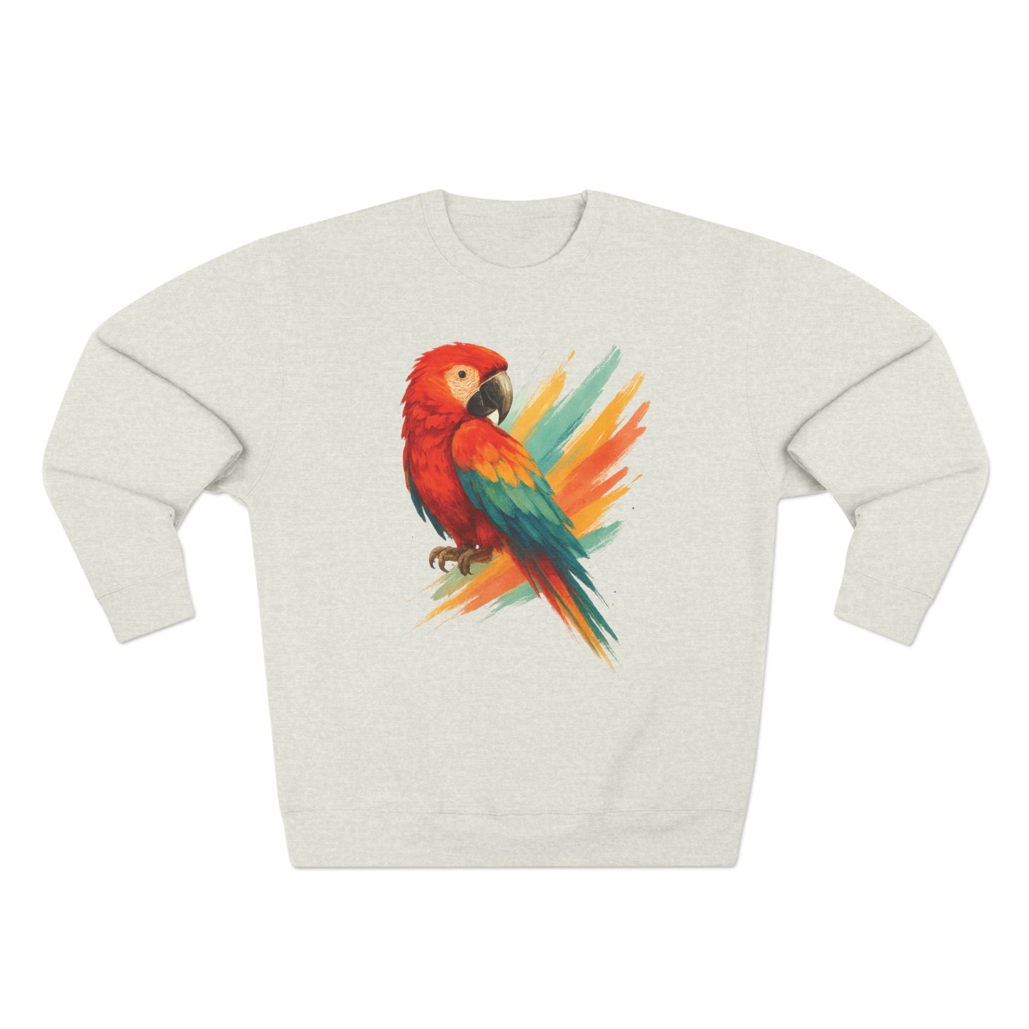 Colorful Parrot Unisex Crewneck Sweatshirt with Back Print, Gift for Bird Lovers, Cute Casual Wear, Artsy Vibe, Ideal for Cozy Days, Birthday Gift