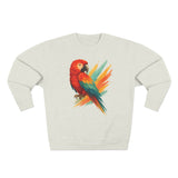 Colorful Parrot Unisex Crewneck Sweatshirt with Back Print, Gift for Bird Lovers, Cute Casual Wear, Artsy Vibe, Ideal for Cozy Days, Birthday Gift