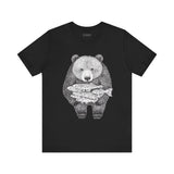 Bear with Fish Catch – Hand-Drawn Wildlife T-Shirt, Rustic Nature Graphic Tee, Artisan Wildlife Graphic Tee