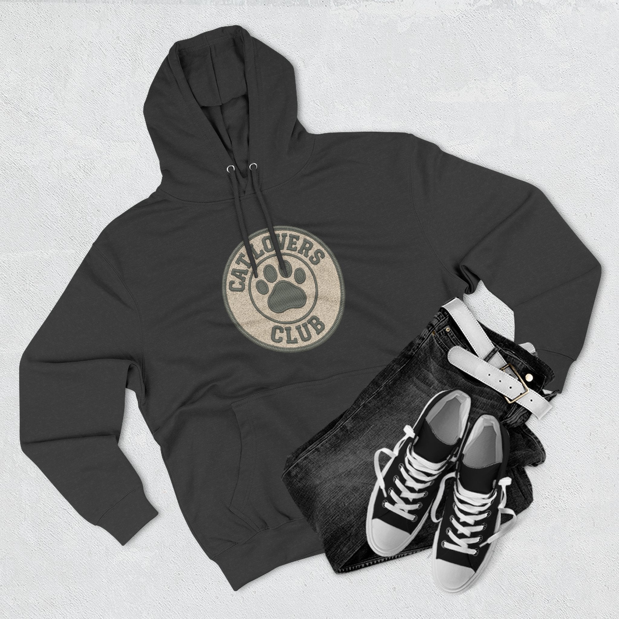 Cat Lovers Club Signature Fleece Hoodie with Back Print - Pet Parent Gift, Cozy Cat Hoodies, Animal Lover Wardrobe, Comfortable Hooded Sweatshirt Musthaves