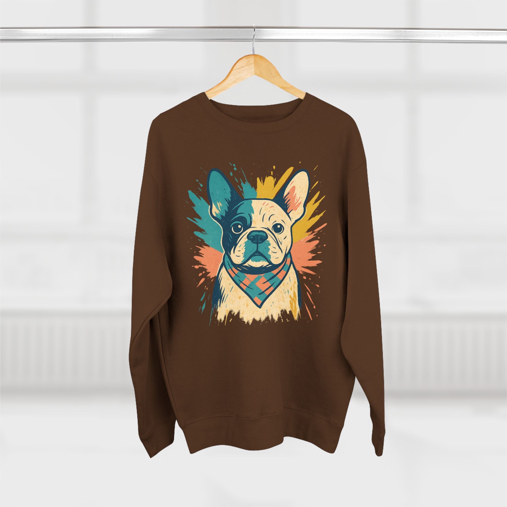 Colorful French Bulldog Crewneck Sweatshirt, Dog Lover Gift, Casual Outfit, Pet Parent Apparel, Animal Art Apparel