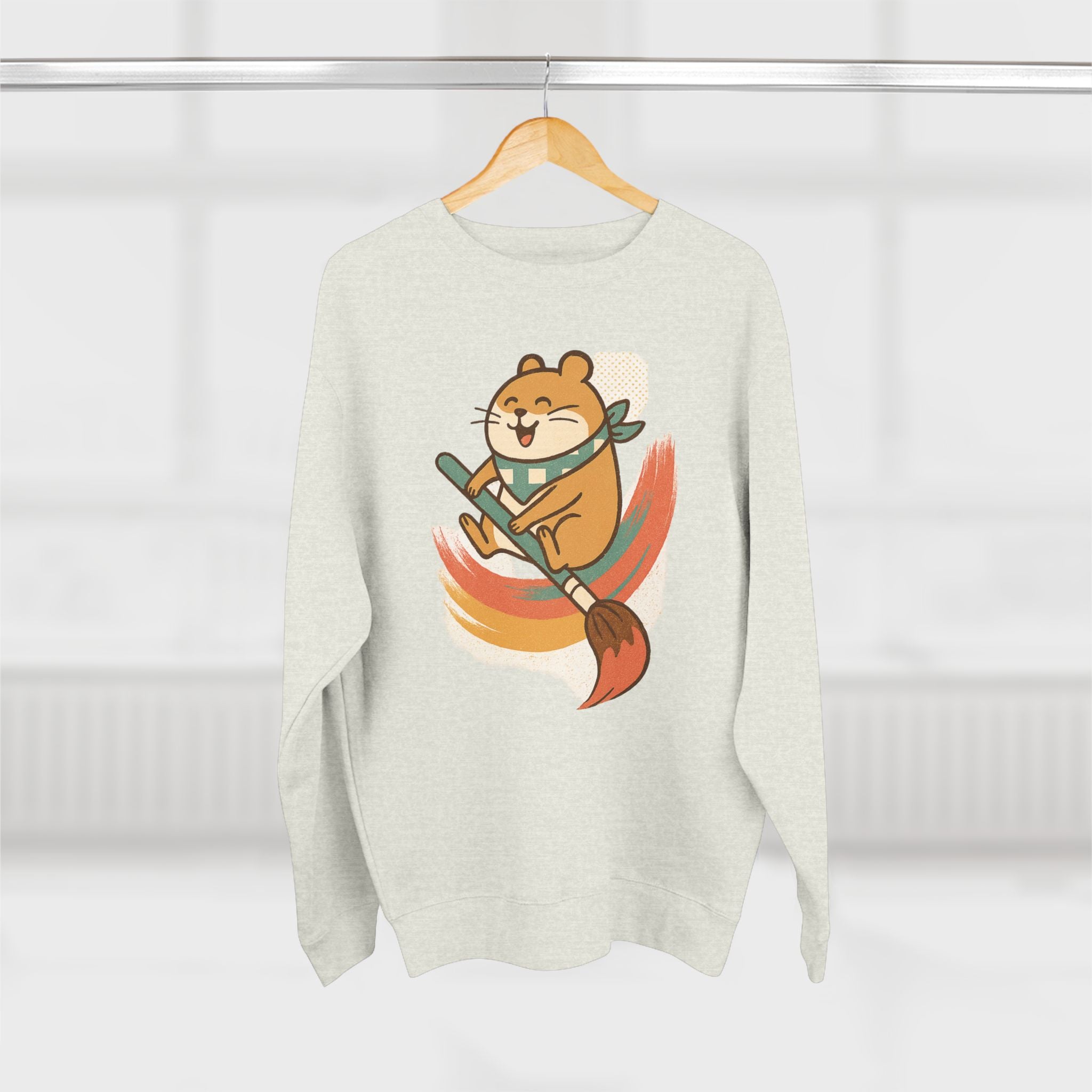 Cozy Cartoon Hamster Sweatshirt, Whimsical Crewneck, Unisex Gift, Cute Fall Fashion, Fun Graphic Pullover, Perfect for Animal Lovers