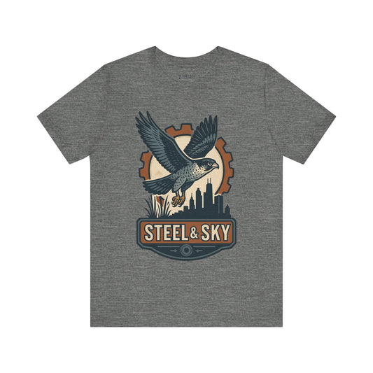 Steel and Sky Unisex Tee – Vintage Graphic Bird T-Shirt for Outdoorsy Souls, Perfect Gift for Adventurers, Casual Wear, or Travel