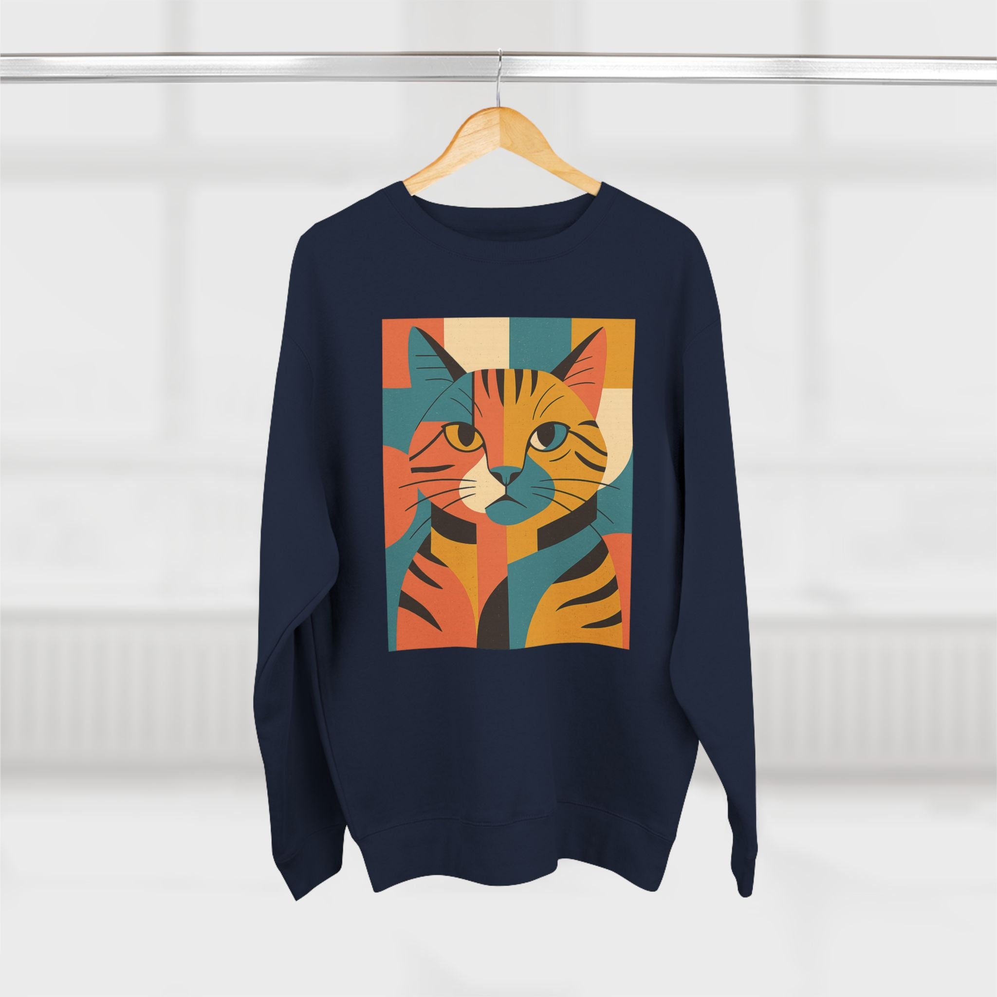 Colorful Cat Unisex Crewneck Sweatshirt, Cat Lover Gift, Cozy Sweater for Pet Owners, Cute Animal Apparel, Perfect for Birthdays, Holidays