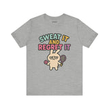 Sweat It and Regret It – Funny Sports Bunny T-Shirt, Quirky Cartoon Tennis Graphic Tee