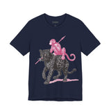 Warrior Monkey & Panther – Bold Tribal-Inspired T-Shirt, Fierce Jungle Duo Graphic Tee, Bold Animal Print Shirt