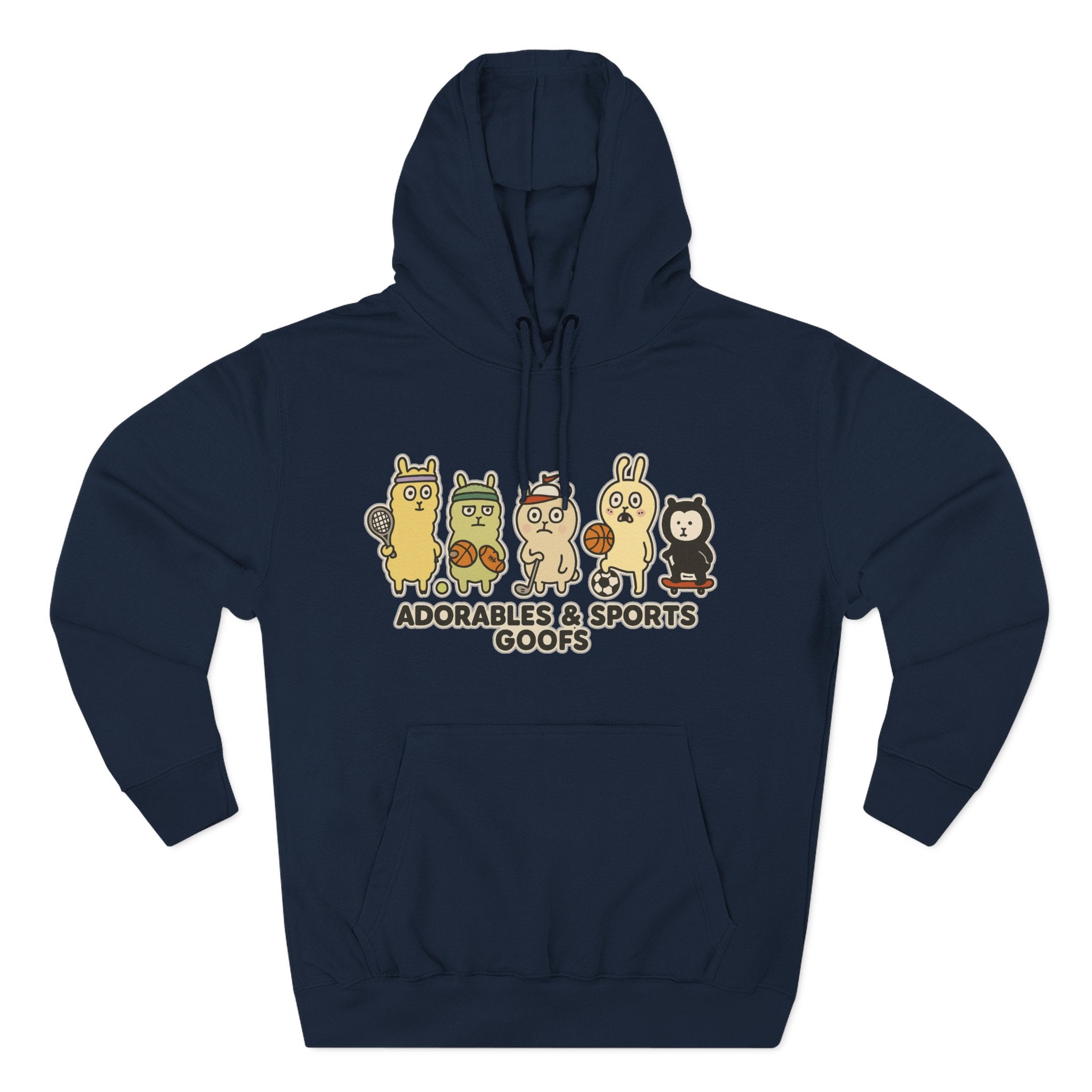 Adorable Characters Fleece Hoodie, Cozy Sweatshirt, Relaxed Apparel, Gift for Friends, Casual Wear, Chill Hoodie