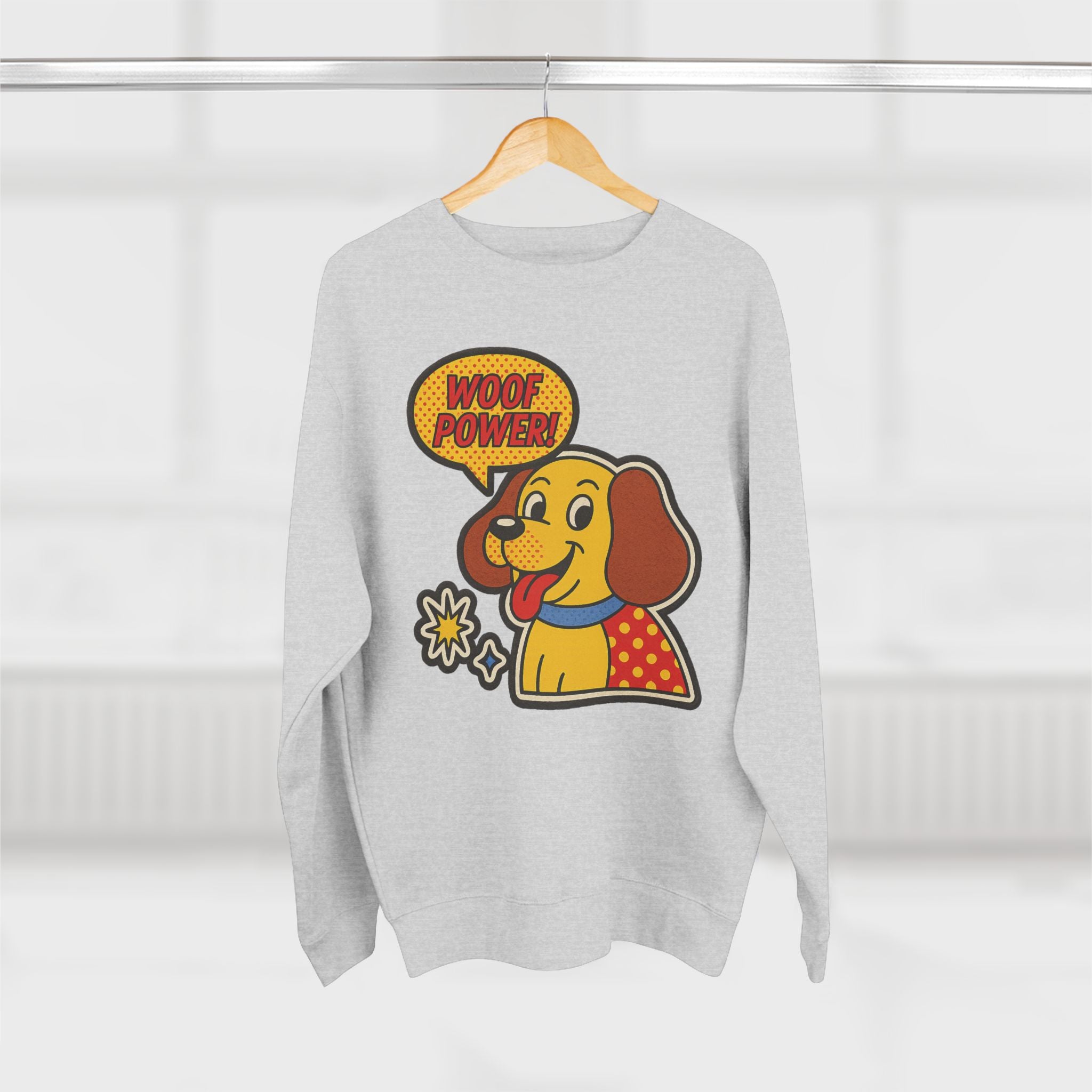 Woof Power Dog Sweatshirt, Funny Pet Lover Gift, Cute Unisex Crewneck, Animal Lover Apparel, Cozy Gift for Dog Owners